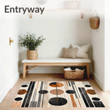 Abstract Circles Geometric Modern Rustic Warm Colors Area Beige Black(Beige)