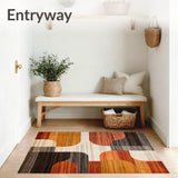 Boho Style Beige Non Shedding Slip Low Pile Modern(Brown)