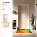 Ultra Soft Area Rug, Non Slip, Stain Resistant, Washable Area Rugs for Living Room, Bedroom, Abstract Geometric Striped(Orange)