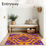 Distressed Damask Scrollwork with Classical European Elegance(Orange)