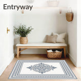 Ornate Medallion Motif with Architectural Border Detailing (Blue)