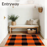 Checkered Harvest Festival with Bold Autumn Grid Design(Orange)