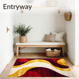 Burgundy Swirl Kitchen Rug Abstract Art Foam Floor Carpet(Yellow)