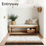 Artistic Mosaic Tile Area with Symmetric Brown Beige Gradient Blocks(Beige)