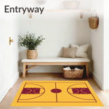 Basketball Court Yellow Floor Maroon Key Maroon Lines(Yellow)