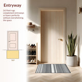 Striped Entry Pathway Modern Contrast Patterned Accent Mat Decor(Black)