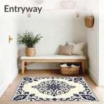 Ornate Floral Medallion Elegance with Interlocking Botanical Scrollwork (Ivory) - ODIKA