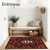 Ornate Sugar Skull Floral Area with Intricate Day of Dead Motifs(Black)