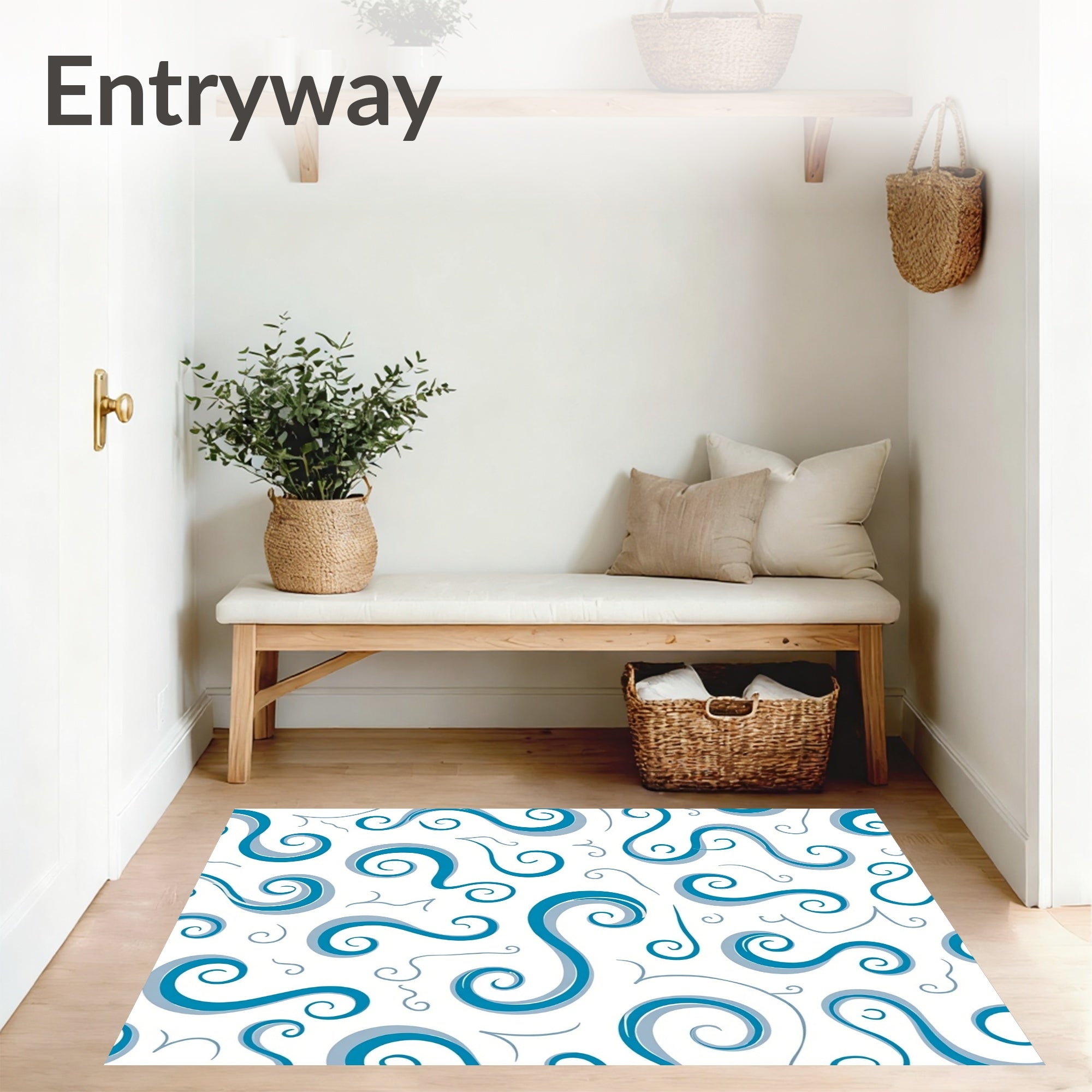 Abstract Smoke Plume with Wispy Spiral Motifs (Blue) - ODIKA