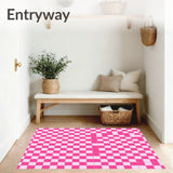 Modern Gingham Lattice Fancy Stylish Accent(Pink)