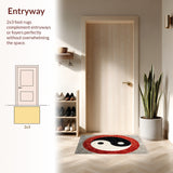 Ultra Soft Area Rug, Non Slip, Stain Resistant, Washable Area Rugs for Living Room, Bedroom, yin yang circle rug(Red)