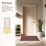 Ultra Soft Area Rug, Non Slip, Stain Resistant, Washable Area Rugs for Living Room, Bedroom, Rustic Moose Cabin(Red)