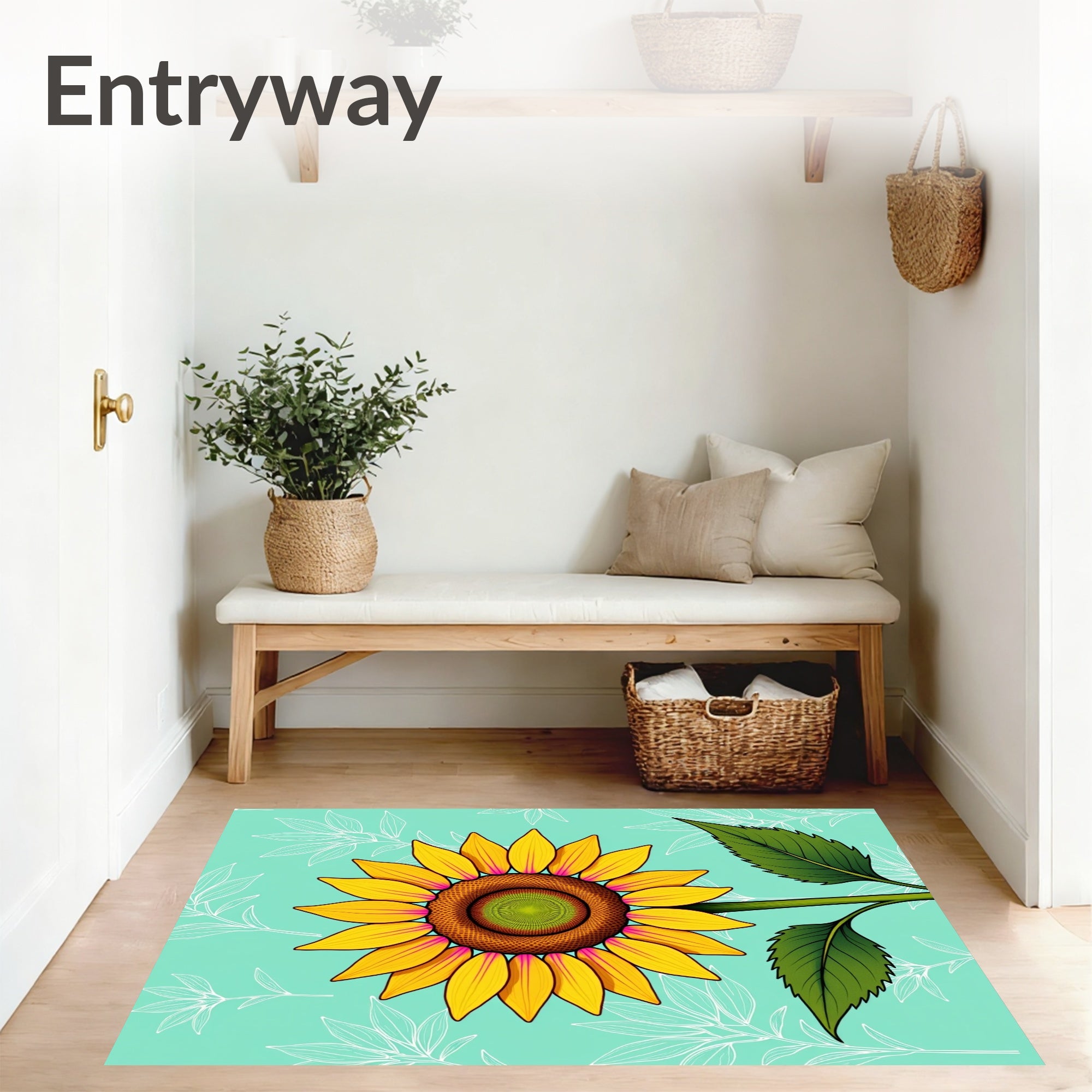 Sunflower Burst Design with Delicate Botanical Details (Yellow) - ODIKA