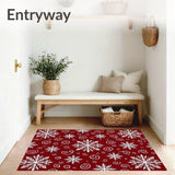 Winter Swirling Snow Crystal Motif Decorative Floor(Red)