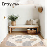 Area Contemporary Geometric Beige Patterned(Beige)