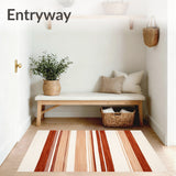 Earthen Tone Striped Area Durable Indoor Floor(Beige)