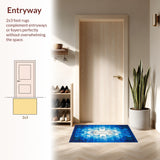 Blue Mosaic Carpet Featuring Intricate Triangular Tessellations(Blue)