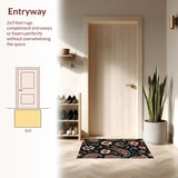 Ultra Soft Area Rug, Non Slip, Stain Resistant, Washable Area Rugs for Living Room, Bedroom, Paisley Floral Print(Black)