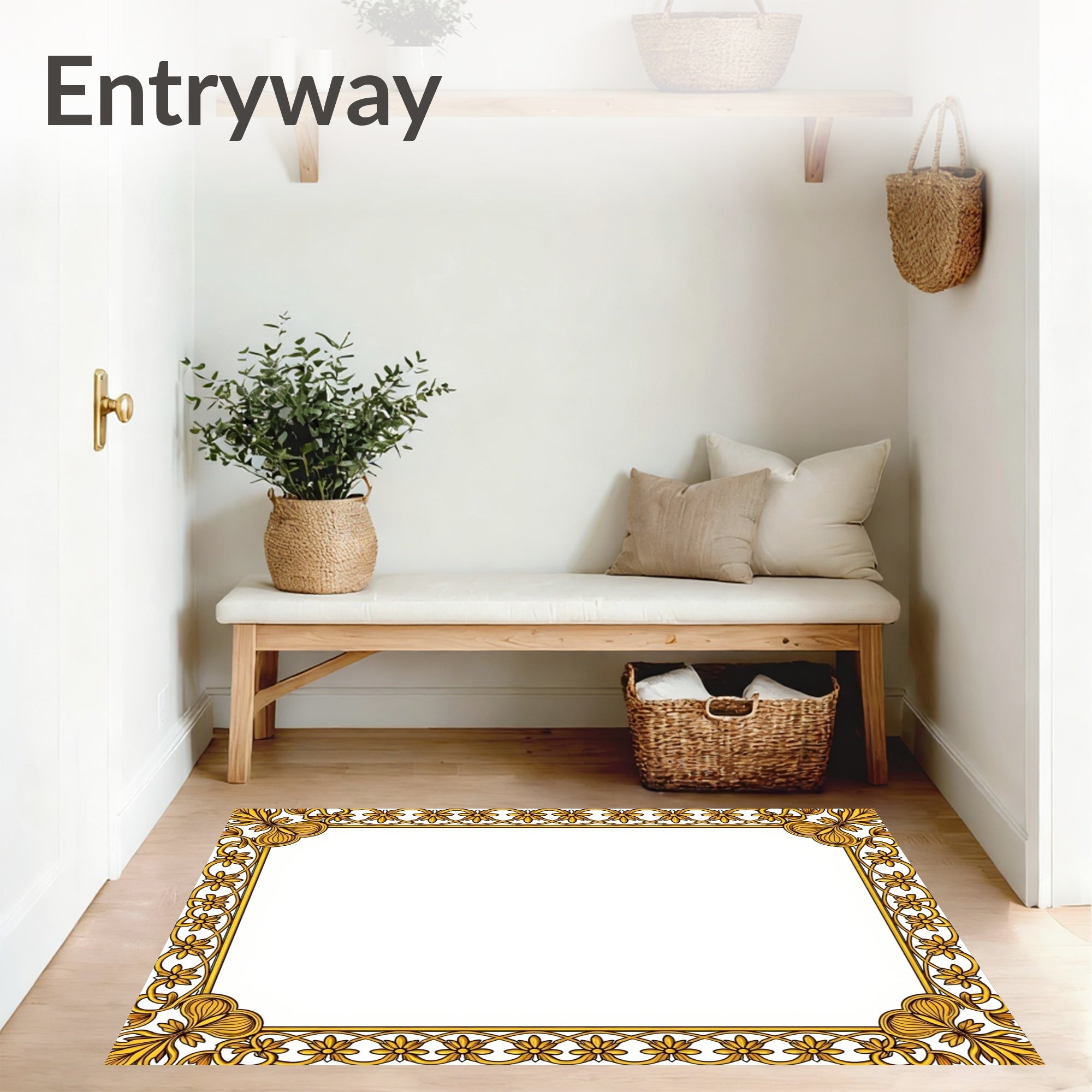 Latticework Motif with Stylized Tulip Ornaments (Gold) - ODIKA