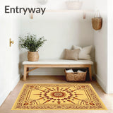 Vintage Inspired Ochre Floral Medallion with Subtle Boho Accents(Beige)