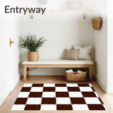 Checkerboard Motif Floor Covering Farmstead Fall Seasonal(Brown)