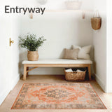 Distressed Terracotta Beige Medallion Style(Orange)