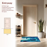 Illusion Deep Sea with Nautical Whale Dolphin and Octopus Tentacle(Blue)