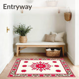 Medallion Burst Tapestry with Intricate Floral Motifs and Ornate Details(Red)