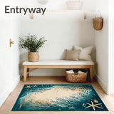 Coastal Starfish Beige Dark Turquoise Ocean Life Accent(Blue)