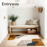 Modern Non Slip with Curved Lines and Earthy Neutral Palette(Beige)