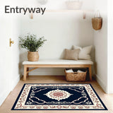 Artisan Crafted Elegant Floral Symmetrical Latticework Textile (Blue)