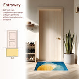 Abstract Horizon with Blue Gold Ombre Modern Geometric Linework(Blue)