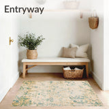 Vintage Farmhouse Beige & Green Kitchen Mat(Beige)