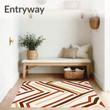 Chevron Zigzag Contemporary Shag with Textured Design(White)