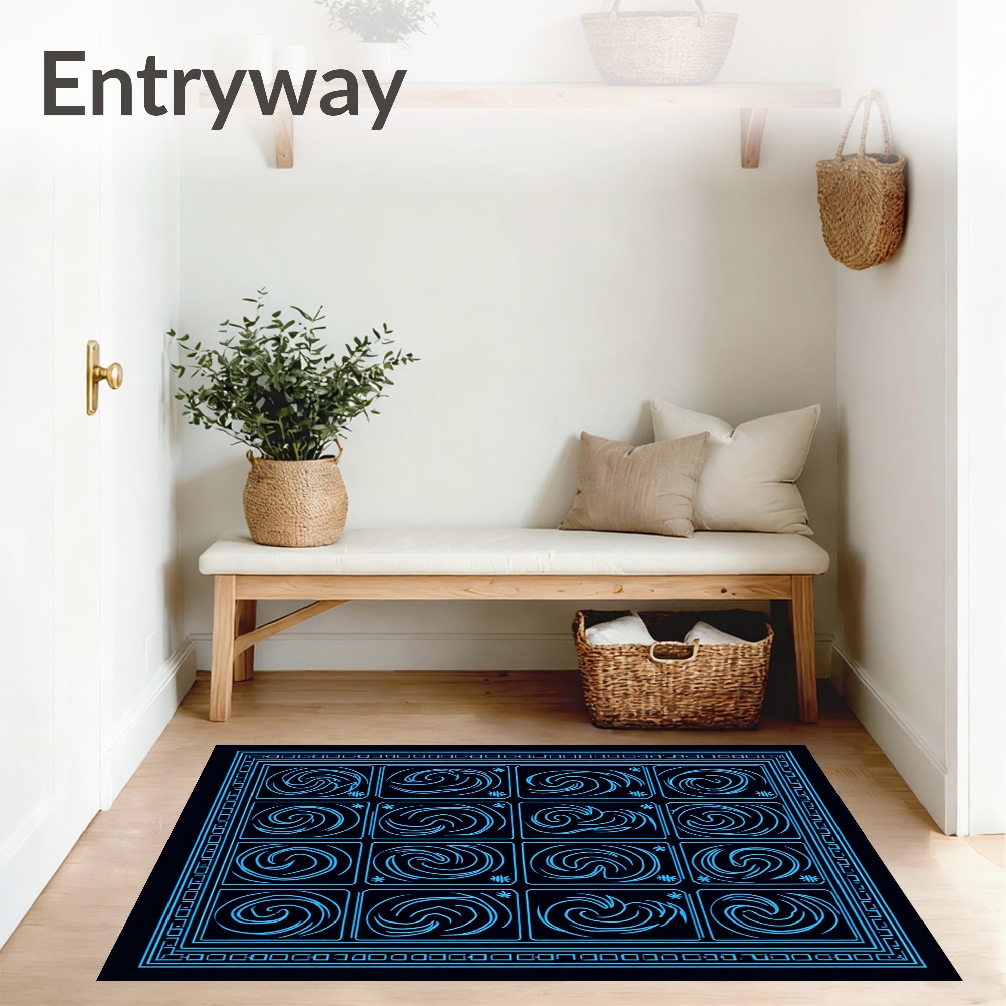 Celestial Maze with Twinkling Accents and Labyrinth Motif (Blue) - ODIKA