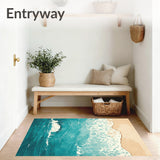 Coastal Ocean Beach Theme No Slip Reversible Patio Deck Backyard(Blue)