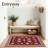 Nordic Yuletide Crystal Seasonal Celebration Floor Covering(Red)