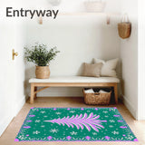 Crystalline Snowfall Evergreen Half Circle Floor Holiday(Green)