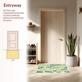 Ultra Soft Area Rug, Non Slip, Stain Resistant, Washable Area Rugs for Living Room, Bedroom, Boho Green Botanical Entryway Non-Slip Washable Rug(Green)
