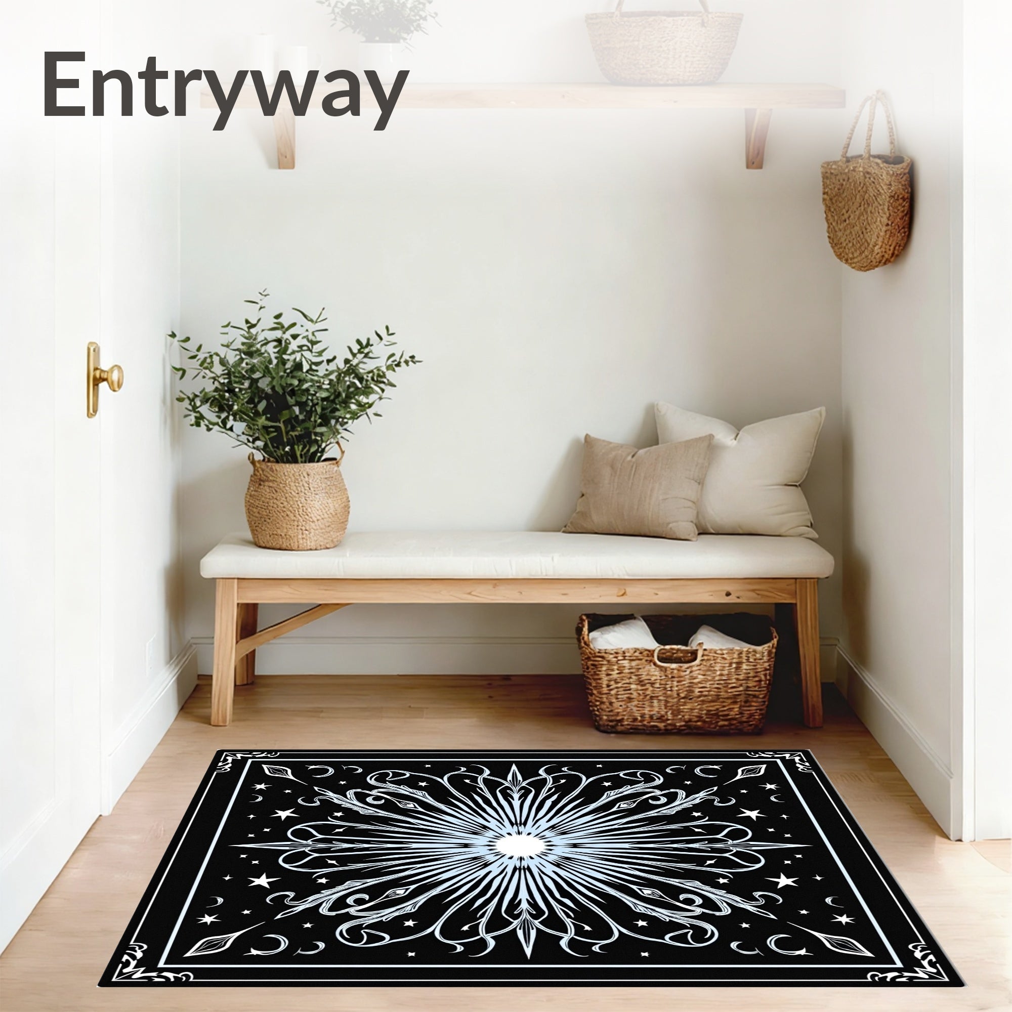 Celestial Starburst Radial Design with Cosmic Swirl (Black) - ODIKA