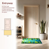 Playful Pondside Picnic Charming Scene with Frogs Lilies and Dragonflies(Green)