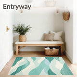 Coastal Wave Rug with Mint and Off White Textures(Ivory)