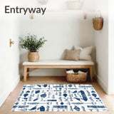 Lake Rules Entry Rug Funny Lake Saying Porch Carpet(Blue)