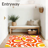 Retro Citrus Burst Abstract with Swirling Petals (Orange) - ODIKA
