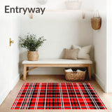 Nordic Holiday Interlocking Plaid with Festive Pine Stripe Motifs(Red)