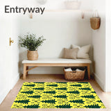 Festive Pine Silhouettes with Twinkling Accents and Curved Vine Motifs(Yellow)