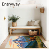 Wildlife Roaming Natural Mountain Valley Tapestry(Brown)