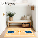 Basketball Court Beige Floor Blue Key White Lines Orange Circle(Beige)