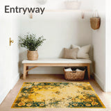 Golden Age Foldable Mustard Distressed Vintage Style Area Rug(Yellow)