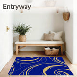 Swirling Fluid Motion Design with Precious Metal Inlays Artistic Style(Blue)